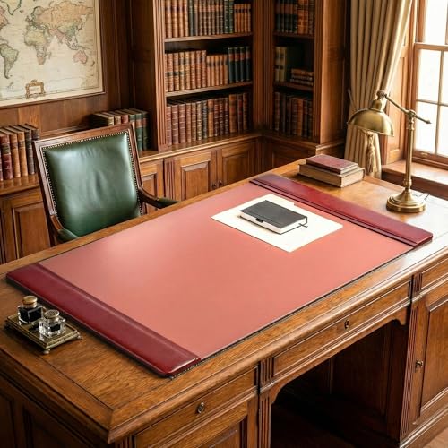 Dacasso Classic Leather Side Rail Desk pad, 38 x 24, Mocha - color: Mocha, size: 24" x 38"