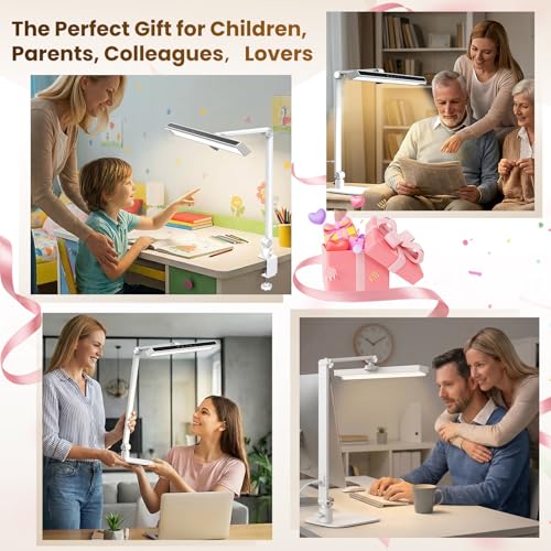 LIONVISON Desk Lamps for Home Office: Dimmable Eye-Caring LED Desk Light - color: White