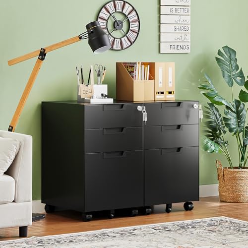 Letaya 3 Drawer Mobile File Cabinet with Lock,Under Desk Metal Small Filing Cabinets for Home Office Organizer Letters/Legal/A4(Fully Assembled Except Wheels-Black) - color: Black, size: 14.57"W X 17.32"D X 23.6"H