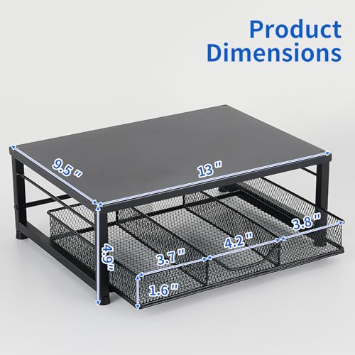 Small Laptop Stand for Desk, Monitor Stand Riser, Desk Organizer for Office Organization, Office Desk Accessories, Computer Desktop Stand with Drawer for Home, Office, School (Black) - color: Black-Small