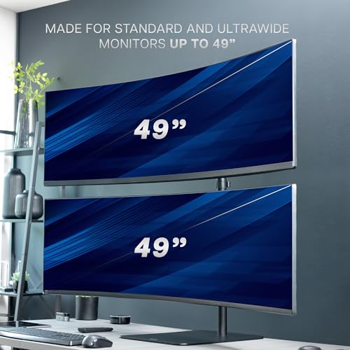 VIVO Freestanding Dual Vertically Stacked Ultra-Wide Monitor Desk Stand, Extra Tall Heavy Duty Adjustable Mount for 2 Ultrawide Screens up to 49 inches, 44 lbs Per Screen Capacity, Black, STAND-V202L - size: Up to 49", style: Steel Base