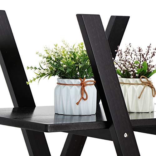 SUPER DEAL A Frame Bookshelf Storage Shelves, 4 Tier Ladder Bookcase Free Standing, Plant Book Display Furniture for Home Office, Black