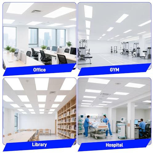 hykolity 2x4 LED Flat Panel Light,30W/40W/50W Dimmable,Drop Ceiling 6 Pack