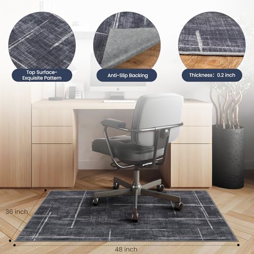 Office Chair Mat for Hardwood Floor&Tile Floor,36"X 48" | Heavy Duty Desk Chair Mat for Hard Floors,Under Desk Rug for Rolling Computer Chair,Anti Slip,Low Pile Carpet Floor - color: Black Blue, size: 36"X 48"