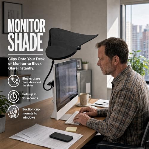 Livvie Desk Shade – Clip-On Cubicle Shade Block Overhead Lights and Glare