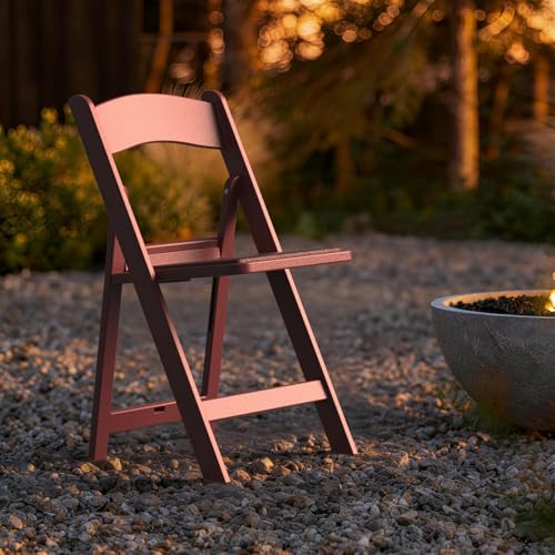 Nazhura Garden and Patio Folding Chair for Events and Wedding, Lightweight with Padded Seat, Water-Proof, Double Braced Frame, Non-Slip Feet, 350LB Capacity - color: Brown