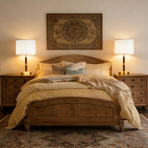 Table Lamp for Bedroom with USB & AC Outlet, Bulb Not Included - style: Retro