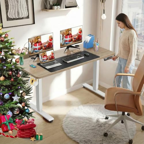farexon 55x24In Electric Adjustable Standing Desk with Mouse Pad, Oak Gray - color: Oak Grey, size: 55 x 24''
