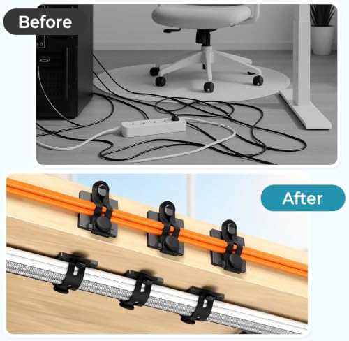 Kanemc Cable Clips Management Under Desk,Adhesive Wire Organizers for Cords