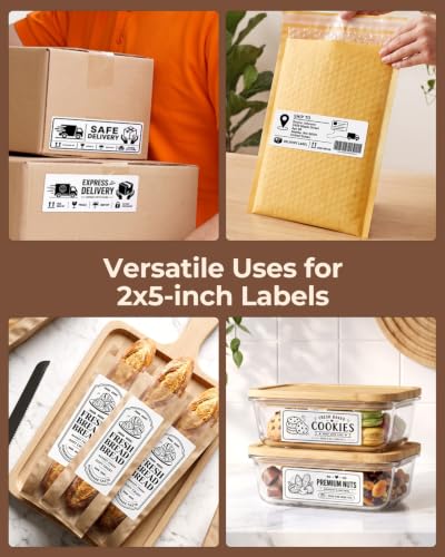 MUNBYN 2x5 Thermal Labels, 500 Sheets/1 Roll, White - color: White, size: 2x5"