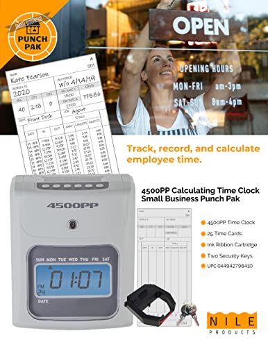 Nile Products - 4500PP Electronic Calculating Time Clock - style: Small Business Punch Pack