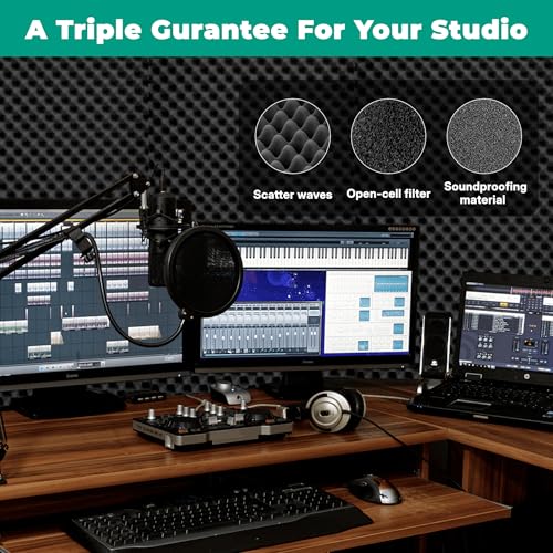 soundproof Foam Panels for Walls, Foam Acoustic Panels 48"×24"×2" Egg Crate High Density Quick Recovery Sound deadening Foam Panels Noise Reduction Echo Control for Home Studio Recording Room Office - size: 4 Pack