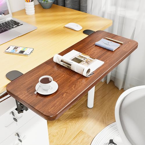20 x 7.8 Inch Adjustable Ergonomic Clamp-On Desk Extender Tray, Brown - color: Brown