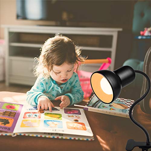 Desk Lamp, 360 Rotation Clip On Reading Light - Gooseneck Lamp with Cable, Portable Clamp Light for Bedroom, Office, Home Lighting