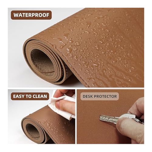 Desk Pad, Leather Non-Slip Laptop Computer Desk Keyboard Mat, Table Protector Blotter Mat, Large Mouse Pad (23.6" x 11.8")-Borwn - color: Borwn