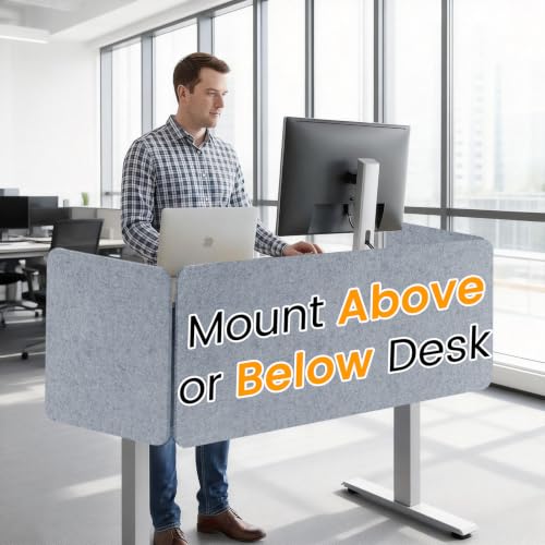 3-Pack Clamp-On Desk Dividers, 24 x 24 and 24 x 48 Inch, Light Gray - color: Light Gray, size: 24×24 (2) + 24×48 (1)