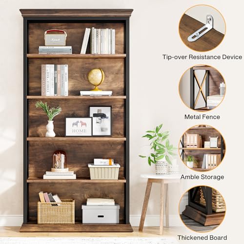 LITTLE TREE 5-Tier Bookcase - color: Rustic Brown