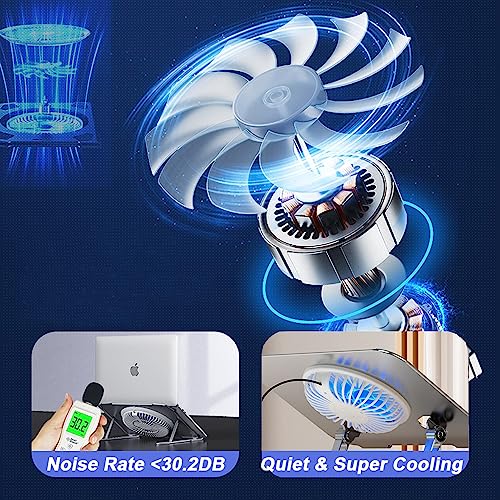 Laptop Stand Fan with 360 Rotating Swivel Base, 10inch Riser Height Adjustable for Typing/Viewing/Presentation,Metal Ergonomic Strong Holder,for Heavy Notebook 12 14 15 17Inch MacBook