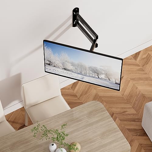 WALI TV Wall Mount Articulating LCD Monitor Full Motion 15 inch Extension Arm Tilt Swivel for Most 13 to 32 inch LED TV Flat Panel Screen with Mounting Holes up to 100x100mm (1330LM), Black | Monitor Wall Mount up to 33lbs, VESA 75/100, Articulating Tilt/