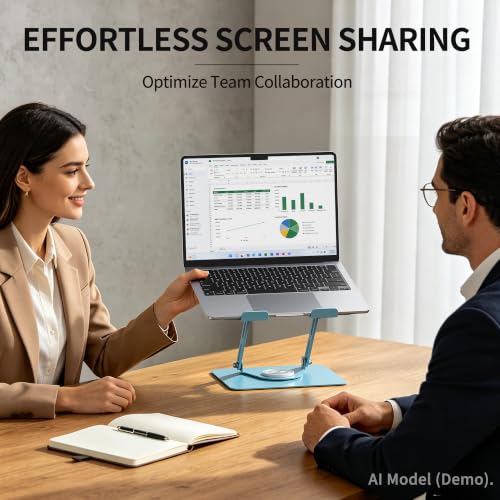 ALASHI Laptop Stand for Desk with 360° Rotating Base, Multi-Angle Adjustable Laptop Stands, Foldable Laptop Riser Compatible with 10 to 17 Inches PC Computer, Blue - color: D-Blue