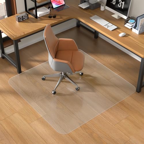 48" X 48" Office Chair Mat for Hardwood Floor, PVC Clear Desk Chair Mat for Hard Floors - Can't be Used on Carpet - size: 48" x 48"