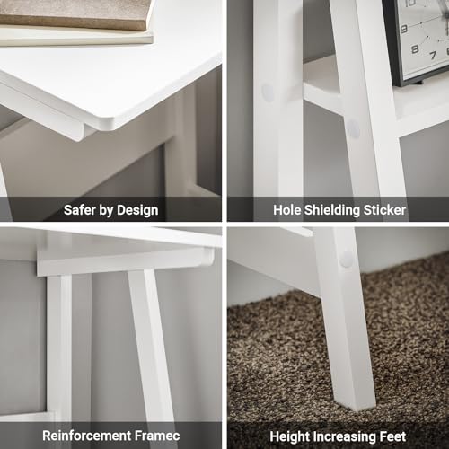Haotian Ladder Desk with Shelves, Wall Desk for Small Space, Secretary Desk Workstation Dresser Shelf Freestanding Bookshelf, White FRG60-W | Freestanding Bookcase Desk for Storage & Study in Small Space, FRG60-W - size: Ladder Desk