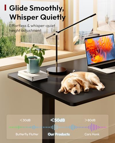 SANODESK One-Piece Electric Height Adjustable Standing Desk 40''x 24'' - color: Black Frame+black Top, size: 40x24"