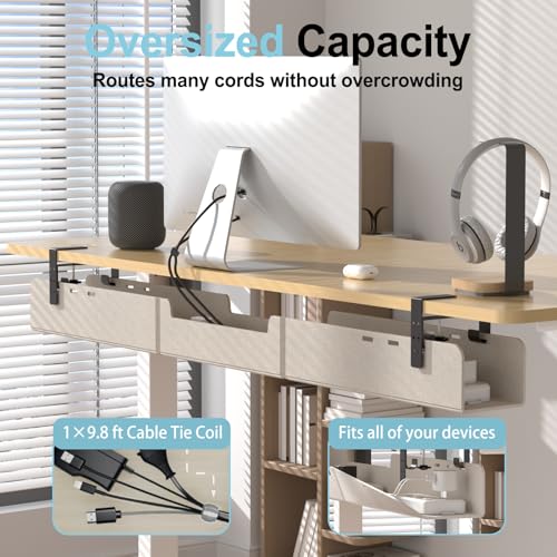 No-Drill Under Standing Desk Cable Management,47.2" L,Beige - color: Beige, size: 47.2"