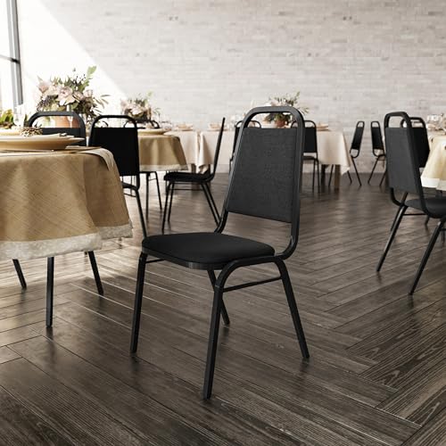 Flash Furniture Hercules Trapezoidal Back Stackable Banquet Chair, Black - color: Black Fabric/Black Frame, size: Set of 1