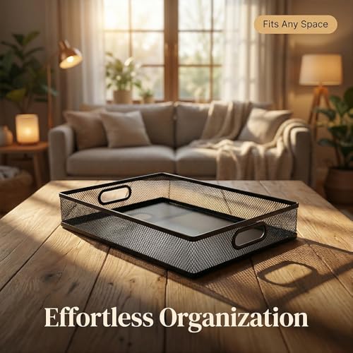 Metal Mesh Desk Organizer Tray, for Home, Classroom, Office. | A4 Large Office Storage Box Set, 12.6X 9.1 x 2.8Inches, and Storage Containers for Gift Wrap, and Crafts - size: 12.6" x 9.1" x 2.8" (1 Piece)