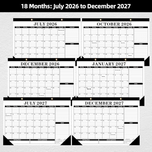 Tcamp Desk Calendar 2026-2027, Large Desktop Calendar (Jul 2026 - Dec 2027) - color: Black+White, size: 17"x12"(Jul 2026-Dec 2027)