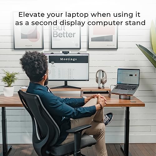 HumanCentric Laptop Riser for Desk, Black Walnut Wood Top & Space Gray Base - color: Black Walnut