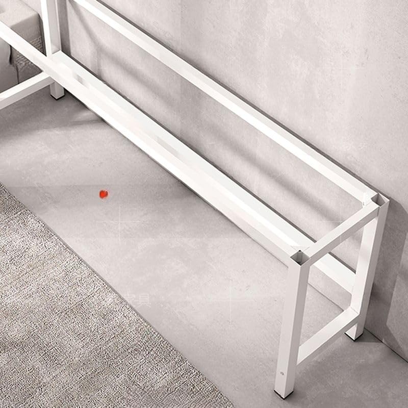 LAKIQ Rectangular Home Office Computer Desk, Manufactured Wood Top Narrow Writing Desk, Small Narrow Computer Table Workstation with Crossbeam, Without Chairs (White-Gray, 78.7" L x 23.6" W x 29" H) - color: White-gray, size: 78.7"L x 23.6"W x 29"H
