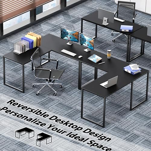 SHW Mission 48 x 48 L-Shape Home Office Computer Desk, Black - color: Black, size: 48-Inch L-Shaped