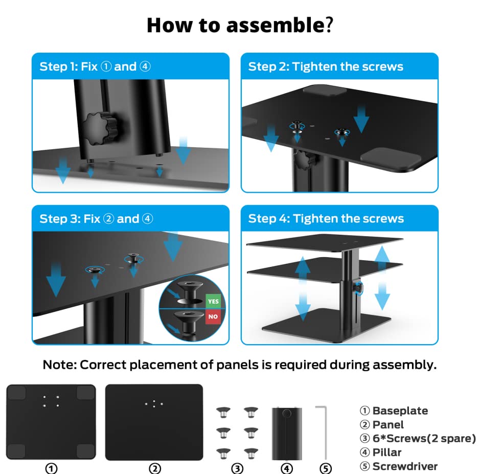 BoYata Monitor Stand, Adjustable Height Metal Desktop Riser, Black - color: Black