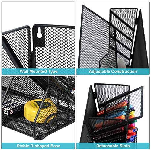Jakyitvi Adjustable 5 Tiers Wall File Organizer Metal Hanging Holder Black - color: Black