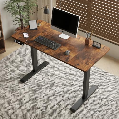 55 Inch Computer Desk, Large Office Desk for Home Office, Modern Writing Table with Sturdy Metal Frame - color: Rustic Brown, size: 55 x 30'' (Rectangular, Single Motor)