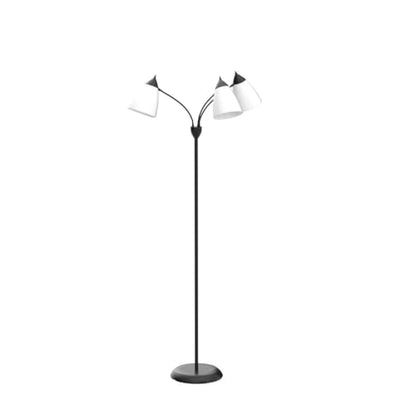 DINGLILIGHTING DLLT Modern Reading Floor Lamp, 3-Light with Adjustable Flexible Gooseneck Tree Standing Lamp for Living Room, Bedroom, Study Room, Office -Black Metal White Shades, E26 Base