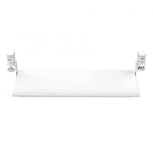 Stand Up Desk Store Compact Clamp-On Retractable Adjustable Keyboard Tray/Under Desk Keyboard Tray | Increase Comfort and Usable Desk Space | for Desks Up to 1.5" (24.5" x 11.5") (White) (Small) - size: Small