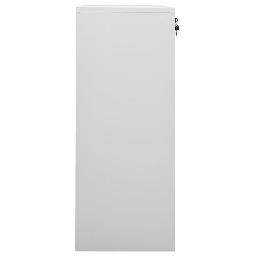 Steel Office Cabinet, 2 Drawer Lateral Filing Cabinet with Lock and Adjustable Shelves, Light Gray Metal Storage Credenza for Home Office, 35.4" x 15.7" x 40.2"