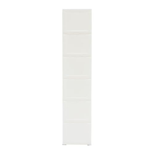 Plastic Storage Cabinet, 6 Drawers Rolling Organizer Cart with Wheels, Multifunctional Floor Cabinet, Narrow Mobile Slim Utility Cart for Living Room, Bedroom, Study, Office, Studio (White)