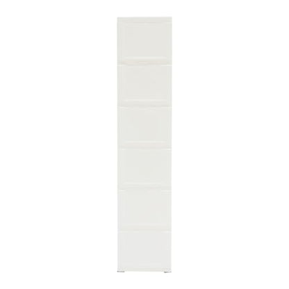 Plastic Storage Cabinet, 6 Drawers Rolling Organizer Cart with Wheels, Multifunctional Floor Cabinet, Narrow Mobile Slim Utility Cart for Living Room, Bedroom, Study, Office, Studio (White)
