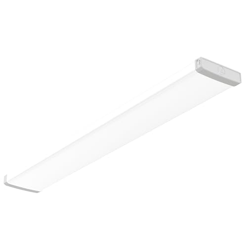 Lithonia Lighting TruWrap 4 Foot LED Ceiling Light Fixture, Low-Profile Wraparound LED Shop Light, Adjustable Lumens, Selectable Warm White/Cool White/Daylight Color, Flat Diffuser, Narrow Width - size: Narrow, style: Flat