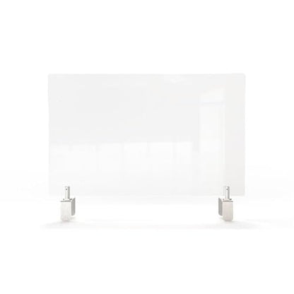 Pemberly Row Plastic Partition Extender with Clamp, 30"x29", Clear Thermo-Plastic Sheeting, Durable Office Privacy Screen, Adjustable Mount, Compatible with Standard Cubicle Systems