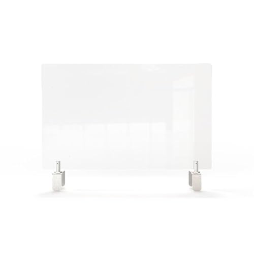 Pemberly Row Plastic Partition Extender with Clamp, 30"x29", Clear Thermo-Plastic Sheeting, Durable Office Privacy Screen, Adjustable Mount, Compatible with Standard Cubicle Systems