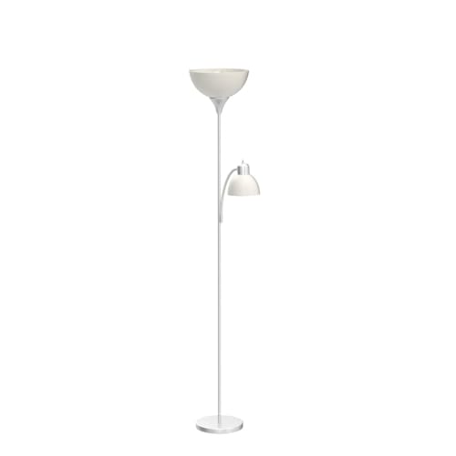 LIGHTACCENTS Floor Lamp with White Plastic Shades, Adjustable Standing Lamp, Reading Light, Head Lamp, Ideal Floor Lamps for Living Room, Measures 12x12x72 inches - color: White Reading Lamp