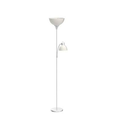 LIGHTACCENTS Floor Lamp with White Plastic Shades, Adjustable Standing Lamp, Reading Light, Head Lamp, Ideal Floor Lamps for Living Room, Measures 12x12x72 inches - color: White Reading Lamp