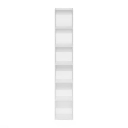 Furinno LUDER Book Shelf, 6-Tier Tall Modern Bookshelf, Bookcase with Open Shelves, 9.3 x 12 x 71, for Living Room, Bedroom, Home Office, White - color: White, size: 6-Tier, 12.1-Inch Width