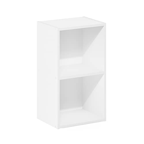 Furinno PASIR Book Shelf, 2-Tier Modern Bookshelf, Open Shelves Cube Bookcase, 9 x 12 x 21, Easy Assembly, Closed Back, for Living Room, Bedroom, Home Office, Plain White - color: Plain White, size: 2-Cube, 9 x 12 x 21