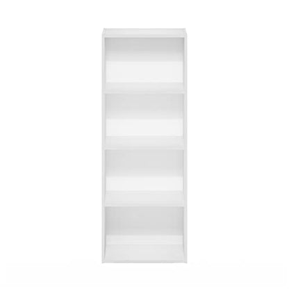 Furinno LUDER 4-Tier Book Shelf, Open Shelves Bookshelf, White | 9 x 15.6 x 41.7, Closed Back, Modern Bookcase, for Living Room, Bedroom, Home Office - color: White, size: 4-Tier, 9.3 x 15.6 x 41.7
